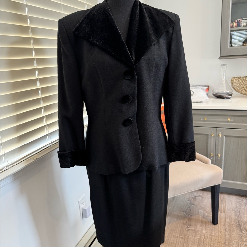 Elegant Black Blazer and Skirt Set